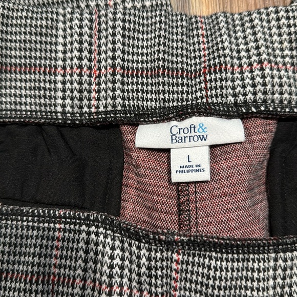 Croft and Barrow Straight Leg Plaid Pleated Elastic Waist Trouser Pant Size L - Picture 4 of 5